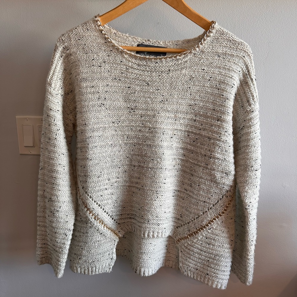 Anthropologie Speckled Cream Knit Sweater